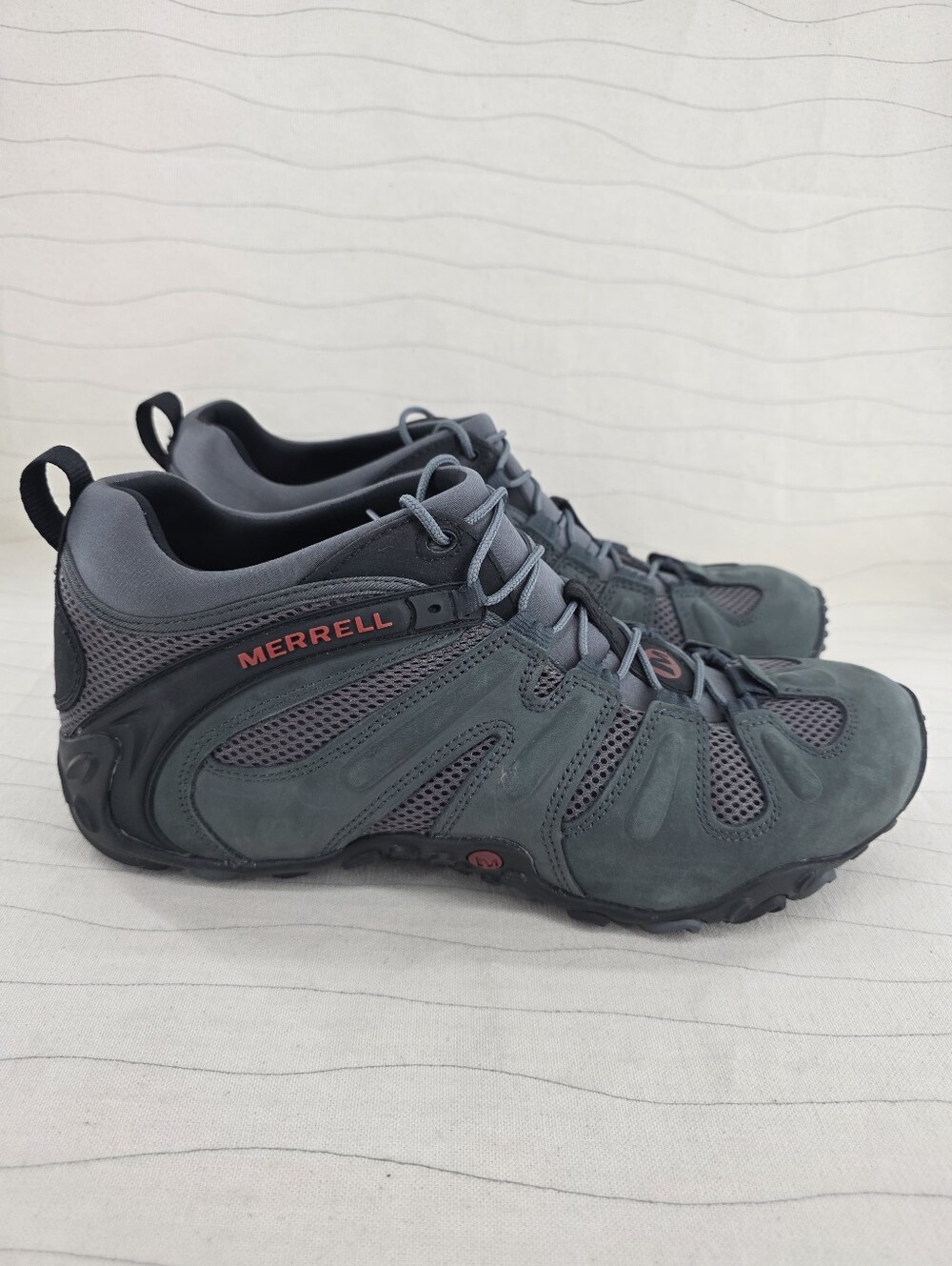 Merrell Mens Chameleon 8 Select Grip Stretch Gray Leather Shoes J21415 Size 11
